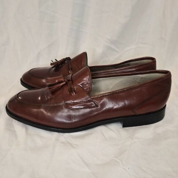 Stacy Adams Brown Leather Tassel Loafers Size 12 Classic Dress Shoes - Picture 2 of 7